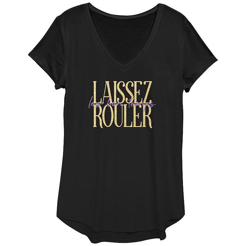 Womens Laissez Ruler Les Bon Temps V-Neck Graphic Tee, Girls Product Image