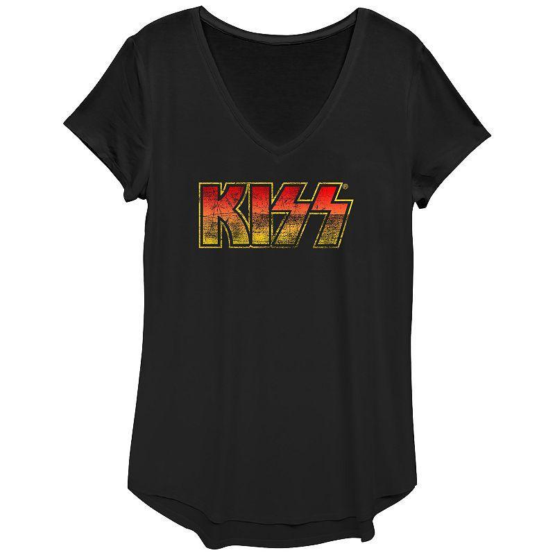 Womens Kiss Distressed Logo Graphic Tee, Girls Product Image