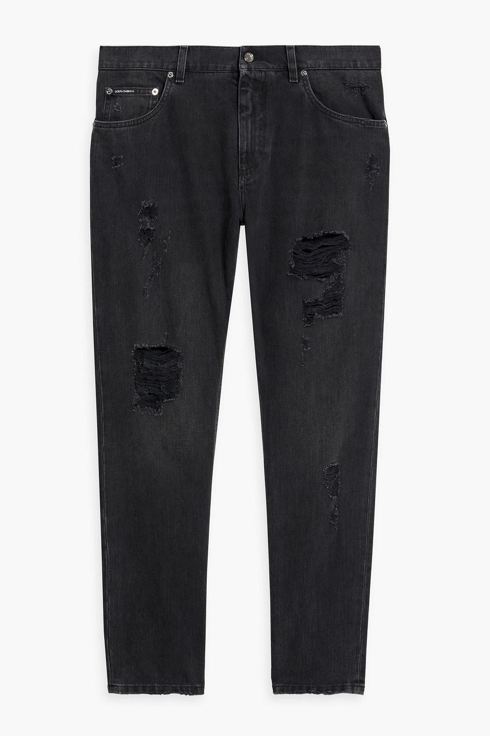 Slim-fit Distressed Denim Jeans In Charcoal Product Image