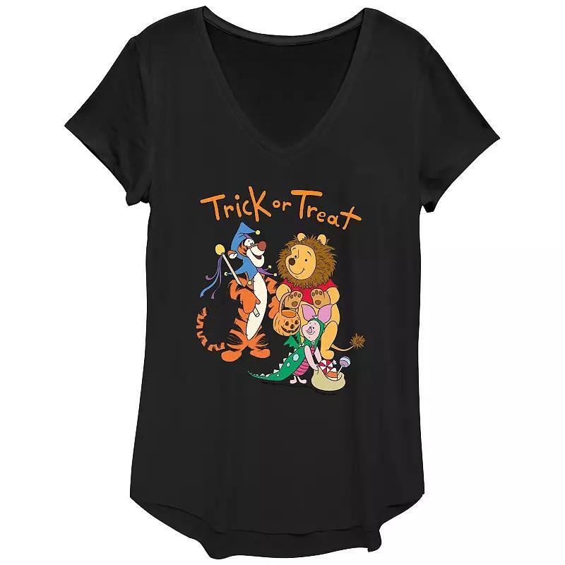 Disneys Winnie The Pooh Juniors Trick Or Treating V-Neck Graphic Tee, Womens Product Image