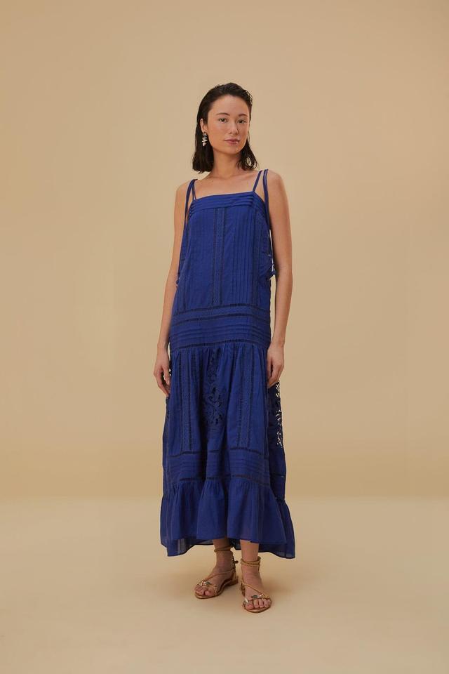 Blue Lace Sleeveless Maxi Dress, ROYAL BLUE / XS Product Image