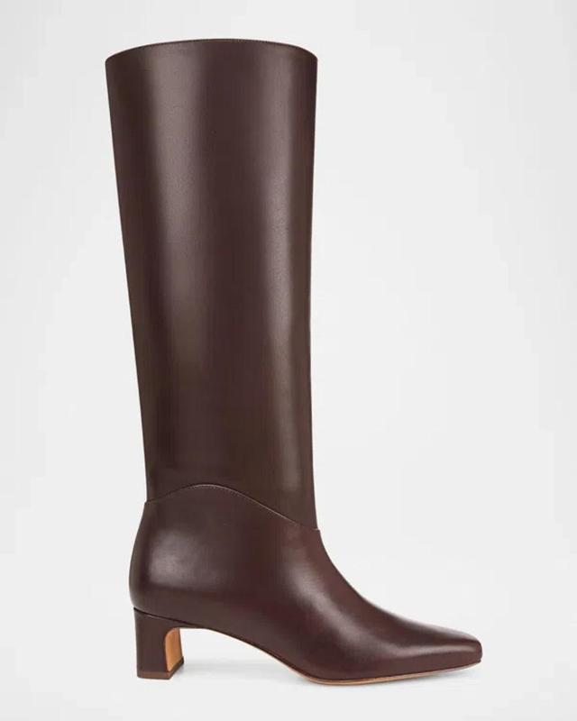 Calfskin Kitten-heel Knee Boots In Ganache Product Image