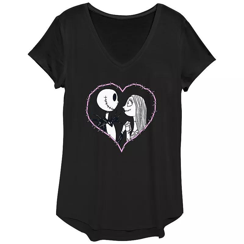 Womens Disney Nightmare Before Christmas Jack Sally Heart Graphic Tee, Girls product image