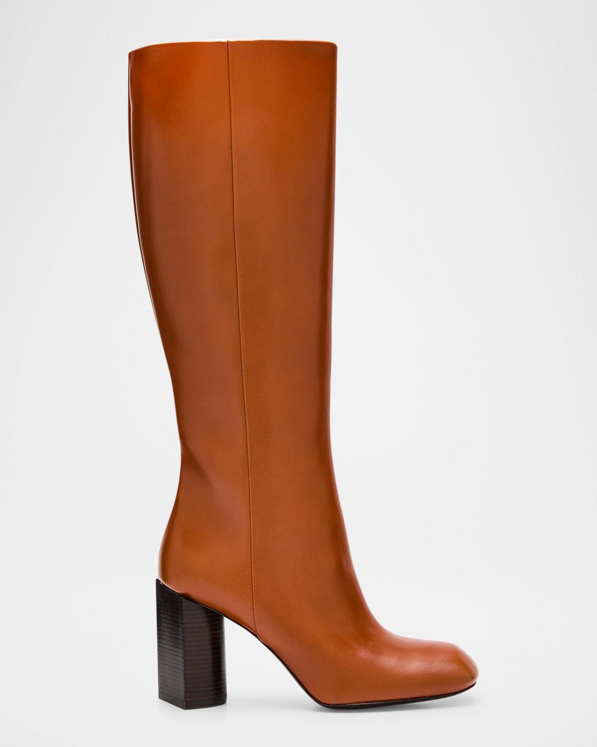 TORY BURCH Twisted Heel Knee-high Boot In Sierra Cognac Product Image