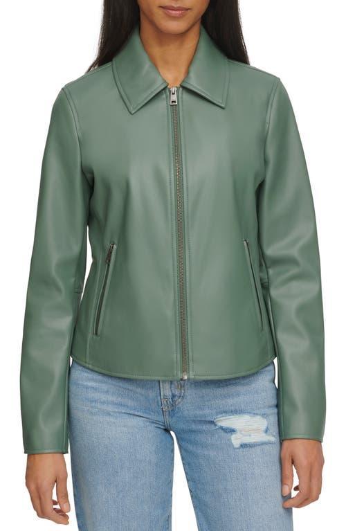 Womens Levis Faux-Leather Jacket with Laydown Collar Dark Green Product Image