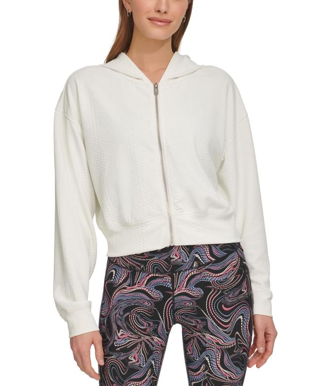 Dkny Sport Womens Textured-Jacquard Long-Sleeve Hoodie Product Image