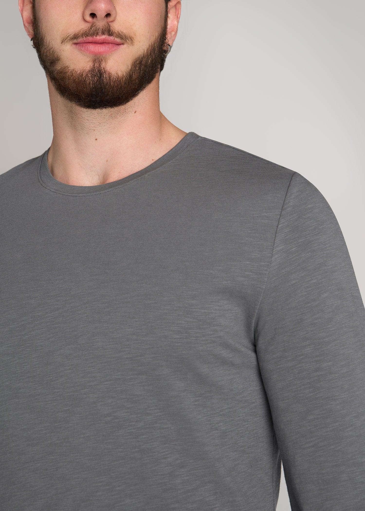 Slub Long Sleeve Scoop Tall Men's Tee in Charcoal Product Image