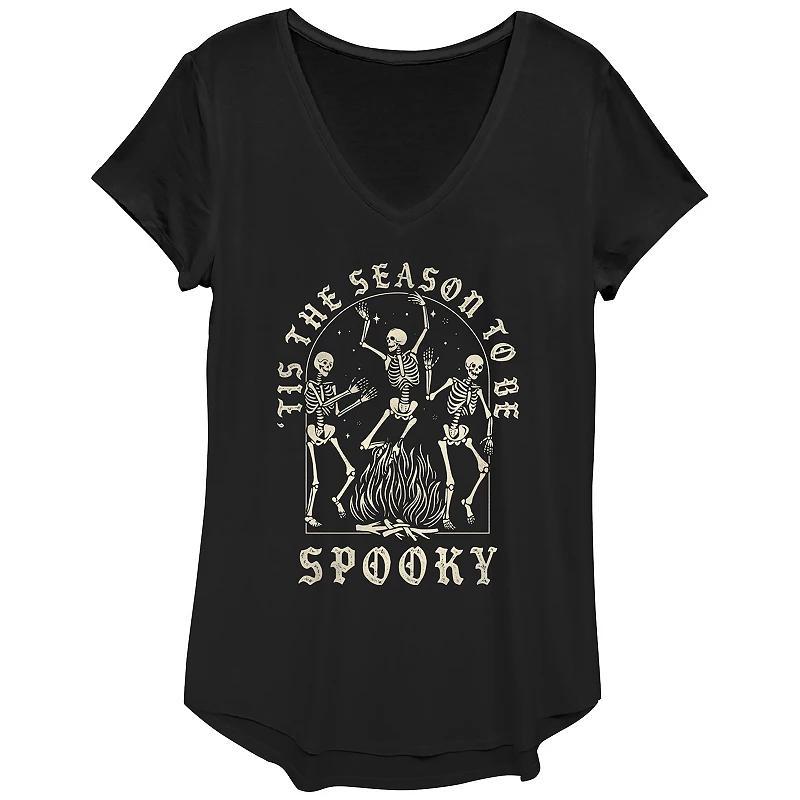 Juniors Tis The Season To Be Spooky V-Neck Graphic Tee, Womens Product Image