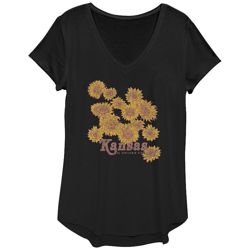 Womens Kansas The Sunflower State Sunflowers Graphic Tee, Girls Product Image