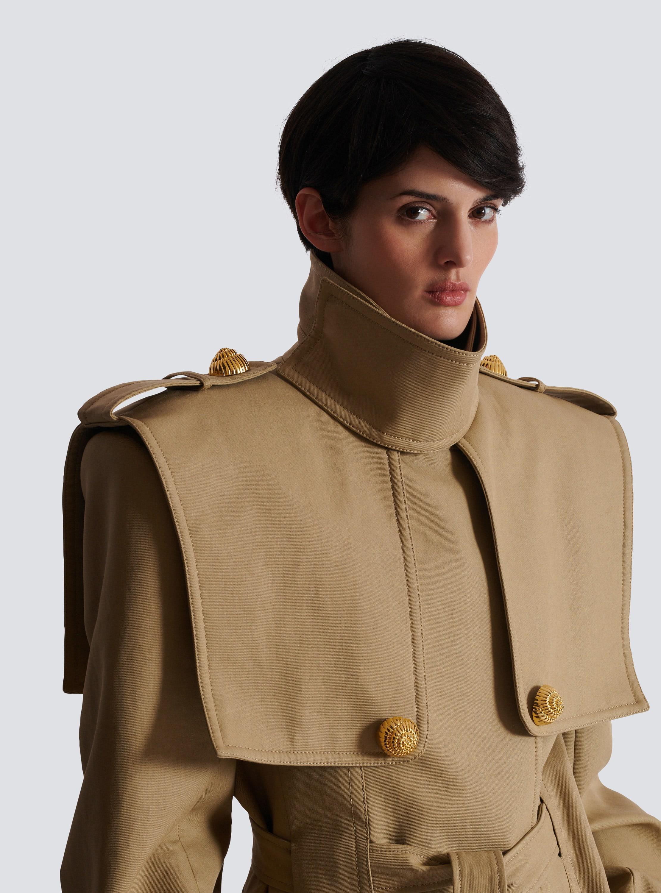 Belted trench coat in water-repellent cotton Product Image