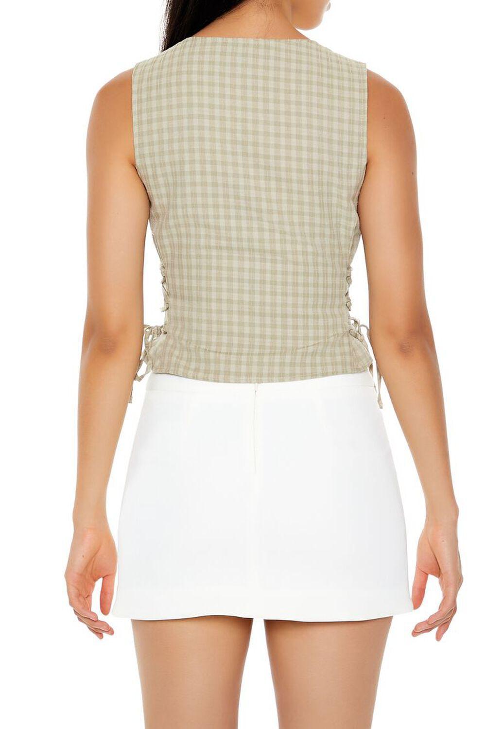 Gingham Lace-Up Crop Top | Forever 21 Product Image