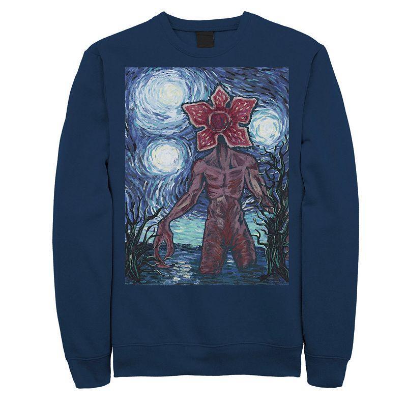 Mens Stranger Things Demogorgon Starry Night Style Poster Sweatshirt Blue Product Image