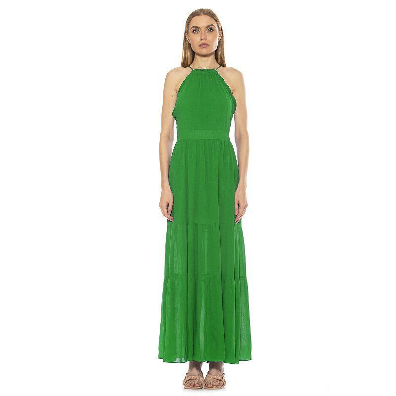 Womens ALEXIA ADMOR Kira Ruffle Halter Maxi Dress Product Image