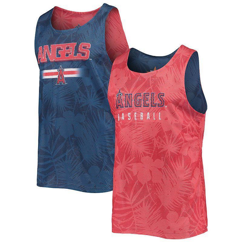 Mens FOCO Red/Navy Los Angeles Angels Floral Reversible Mesh Tank Top Product Image