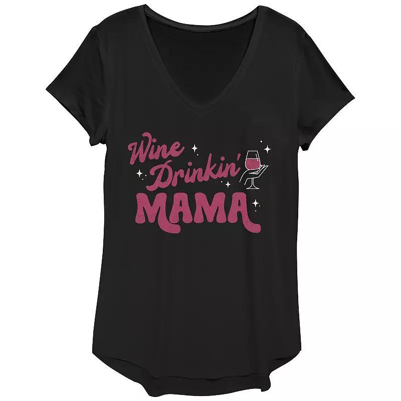 Womens Wine Drinking Mama V-Neck Graphic Tee Product Image