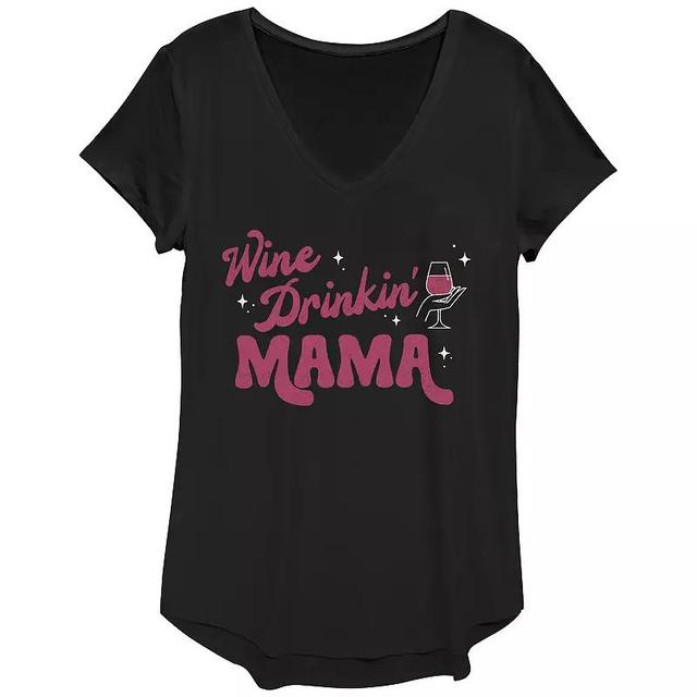 Womens Wine Drinking Mama V-Neck Graphic Tee Product Image