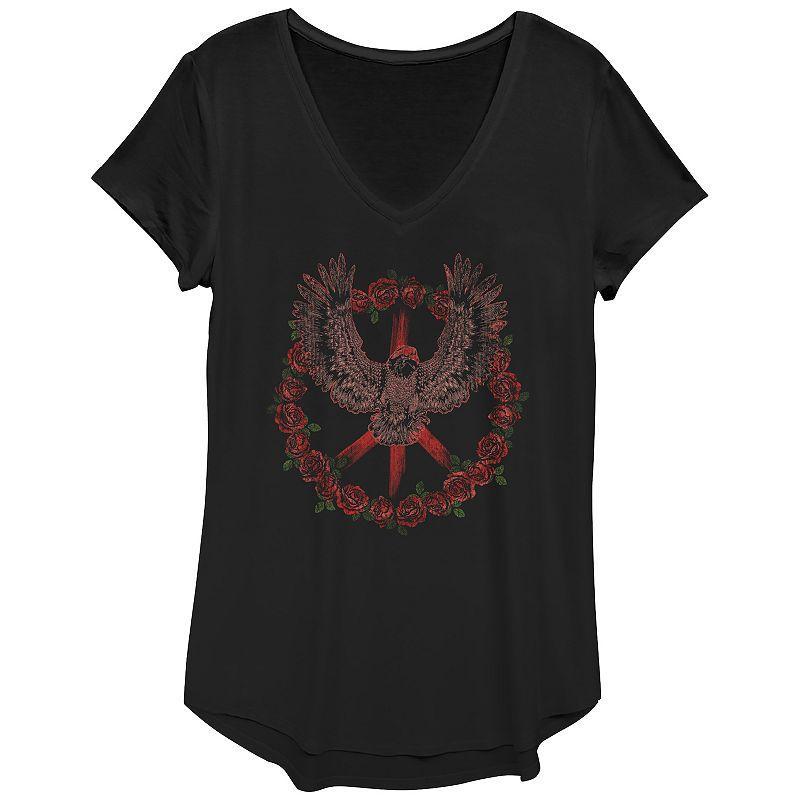 Womens Roses Eagle Peace Graphic Tee, Girls Product Image