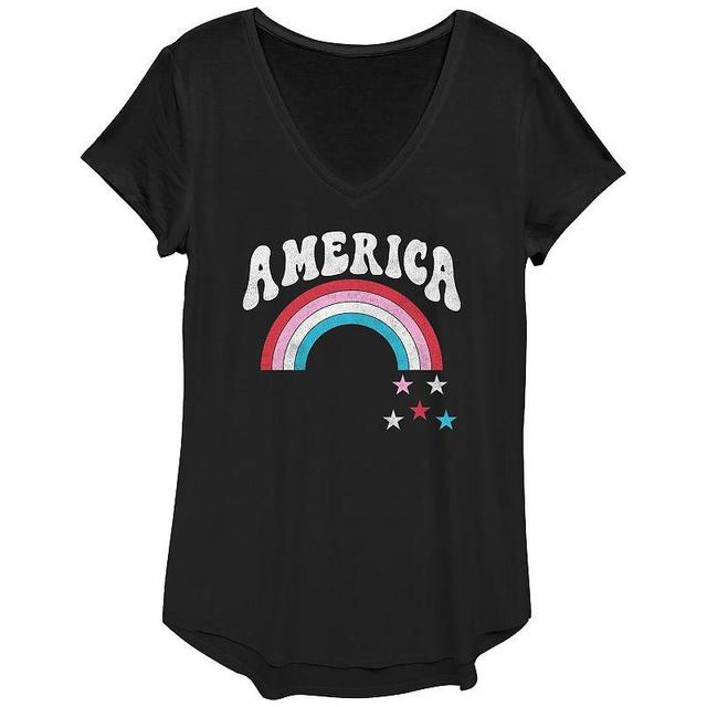 Womens America Retro Rainbow Stars Graphic Tee, Girls Product Image