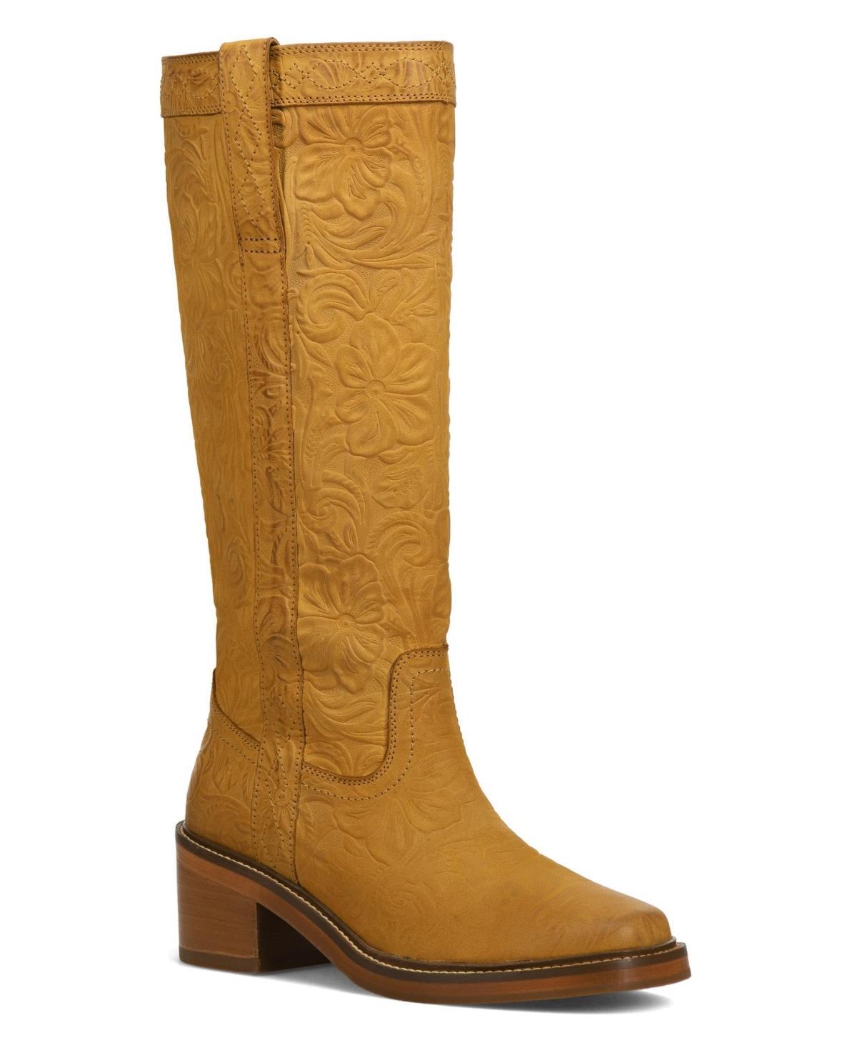 Frye Womens Kate Floral Embossed Knee-High Leather Boots Product Image