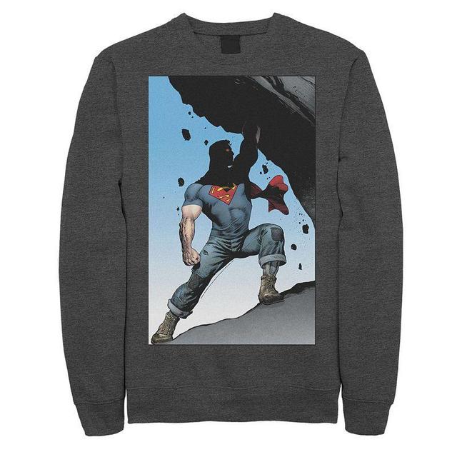 Mens DC Comics Superman Power Lift Comic Poster Sweatshirt Blue Product Image