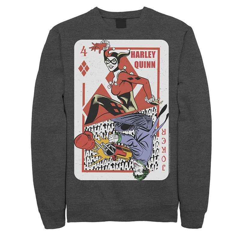 Mens DC Comics Harley Quinn Joker Playing Card Sweatshirt, Mens Product Image