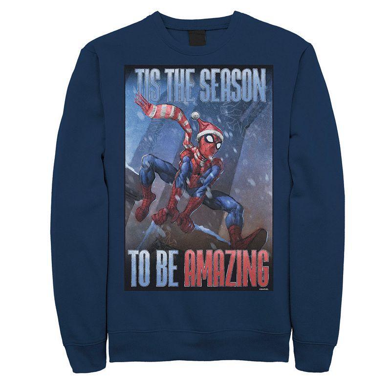 Mens Marvel Spider-Man Tis The Season To Be Amazing Sweatshirt Blue Product Image