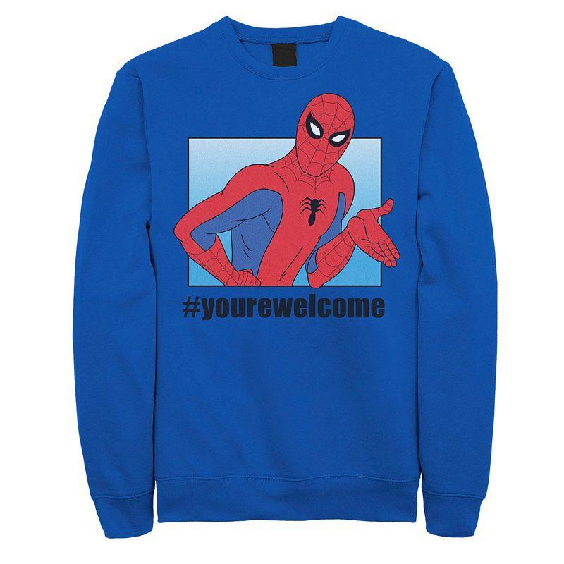 Mens Marvel Spider-Man #yourwelcome Vintage Panel Poster Graphic Fleece Pullover Product Image