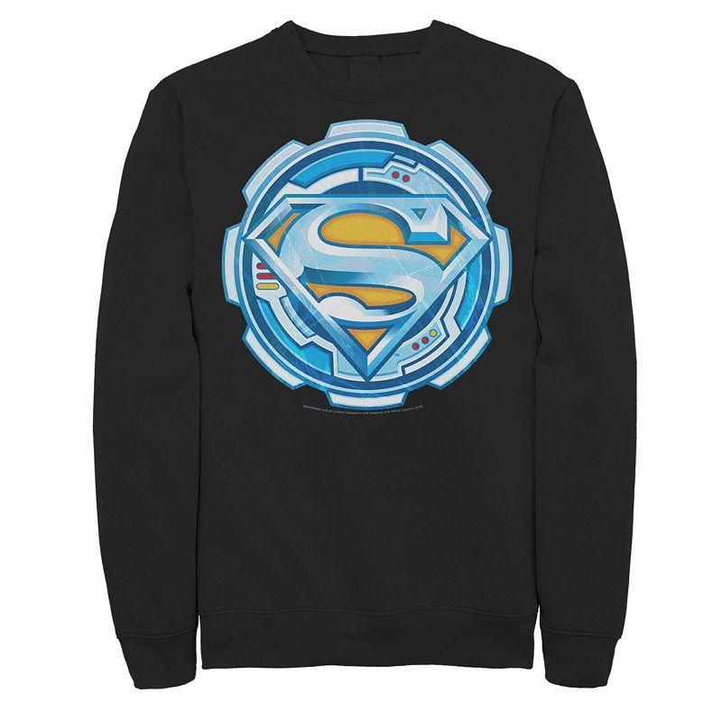 Mens DC Comics Superman Chrome Gear Chest Logo Sweatshirt Black Product Image