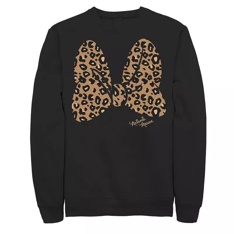 Disneys Minnie Mouse Mens Leopard Print Bow Sweatshirt Product Image