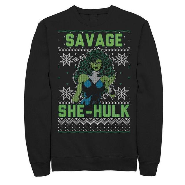 Mens Marvel She-Hulk Ugly Christmas Sweater Sweatshirt Black Product Image