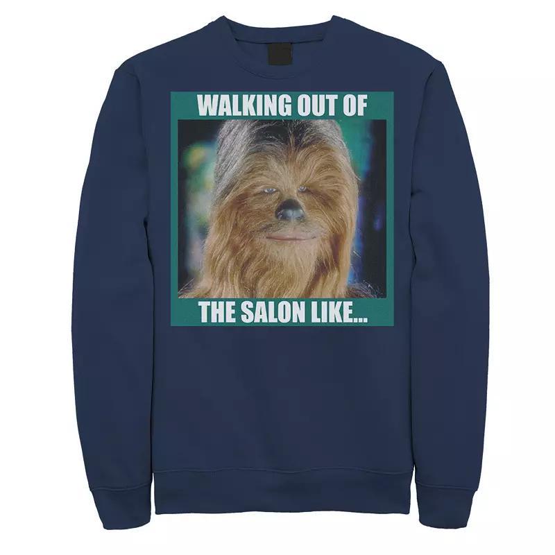 Mens Star Wars Chewbacca Walking Out Of The Salon Like Sweatshirt Blue Product Image