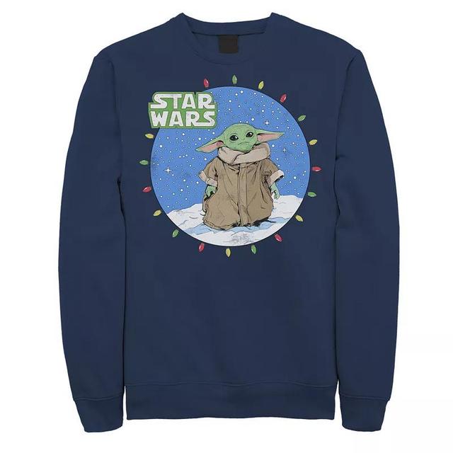 Mens Star Wars The Mandalorian The Child Christmas Lights Sweatshirt Blue Product Image