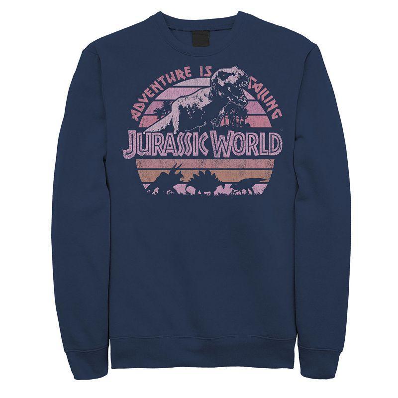 Mens Jurassic World Retro Adventure Calls T-Rex Sweatshirt Blue Product Image