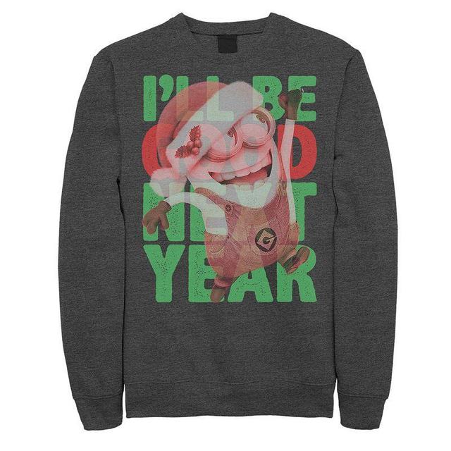 Mens Despicable Me Minions Ill Be Good Next Year Sweatshirt Grey Heather Product Image