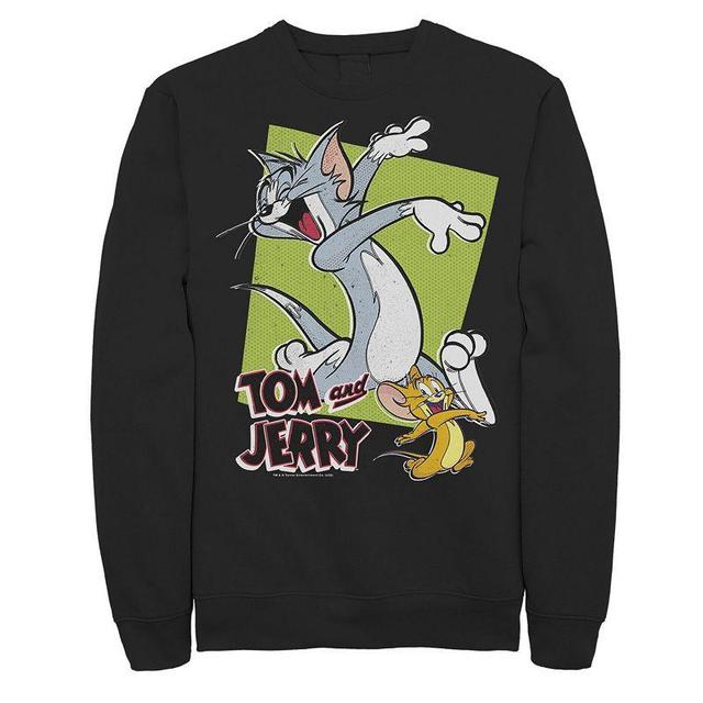 Mens Tom And Jerry Retro Style Green Box Portrait Sweatshirt, Mens Product Image