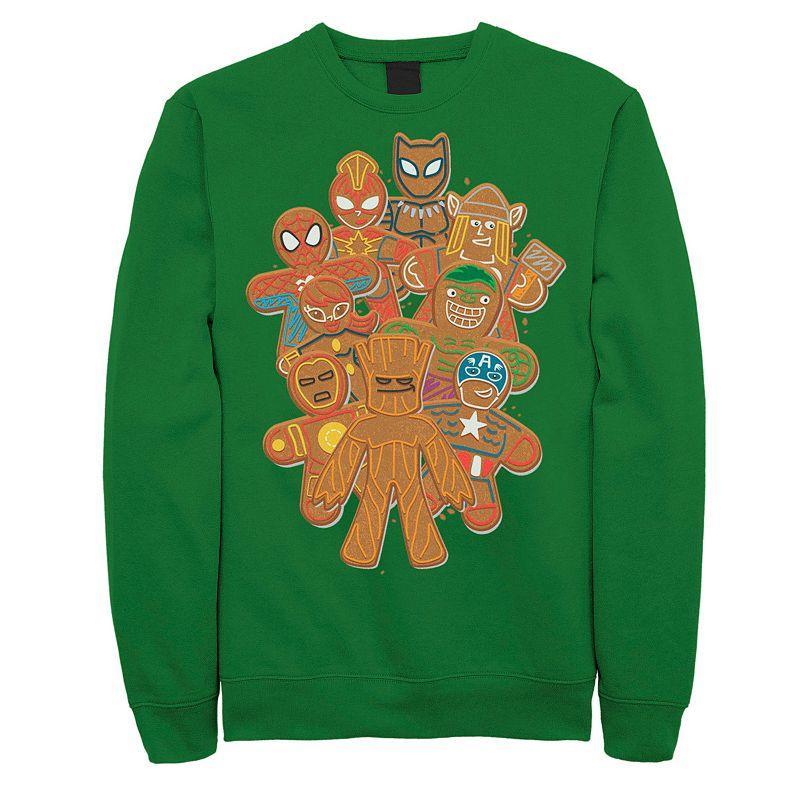 Mens Marvel Avengers Gingerbread Cookie Cluster Graphic Fleece Pullover Product Image