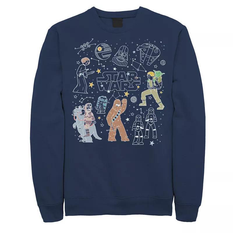 Mens Star Wars Group Shot Constellation Doodles Sweatshirt Blue Product Image