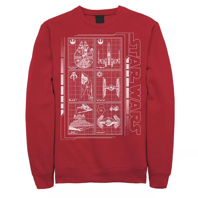 Big & Tall Star Wars Battle Ships Schematic Fleece Sweatshirt, Mens, Size: 5XB, Blue Product Image