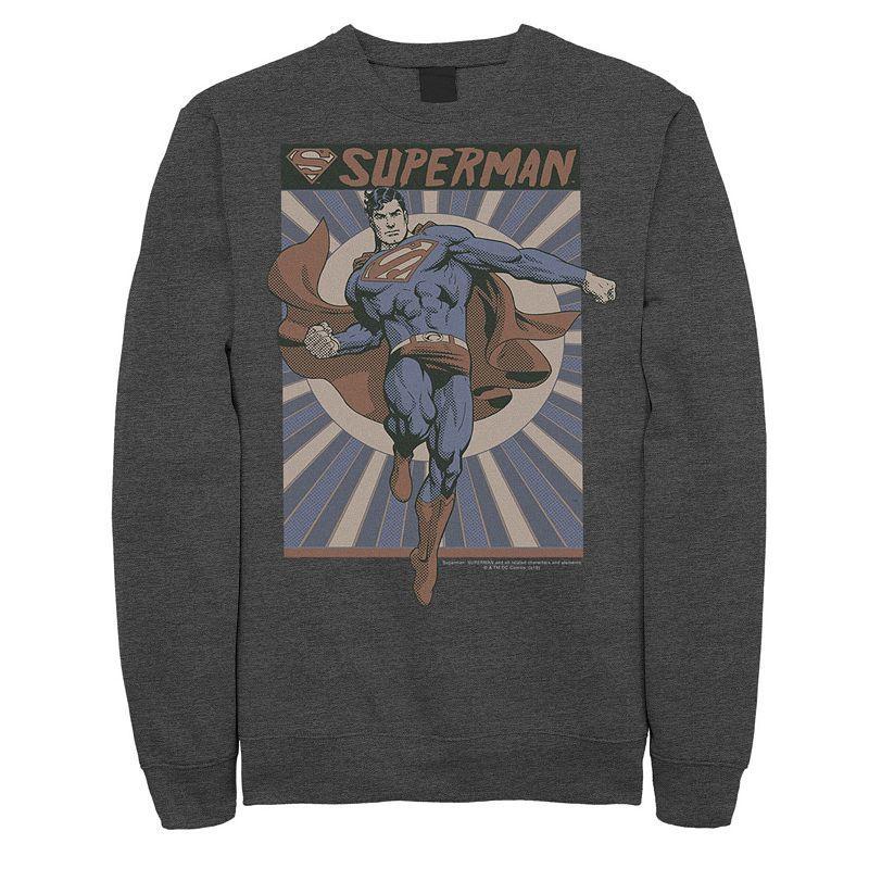 Mens DC Comics Superman Posed Pop Art Poster Sweatshirt Grey Heather Product Image