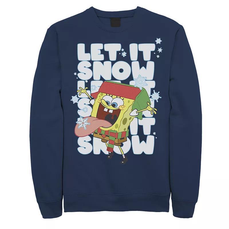 Mens Nickelodeon Spongebob Squarepants Let It Snow Let It Snow Let It Snow Graphic Fleece Pullover Product Image