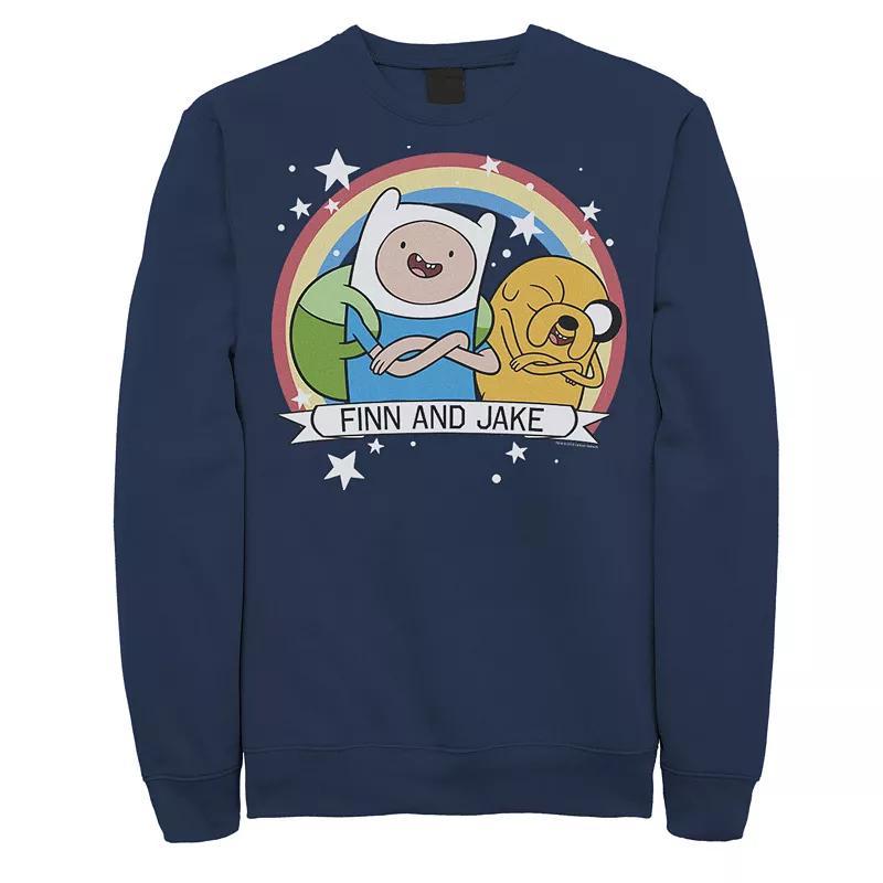 Mens Cartoon Network Adventure Time Finn & Jake Rainbow Banner Fleece Product Image