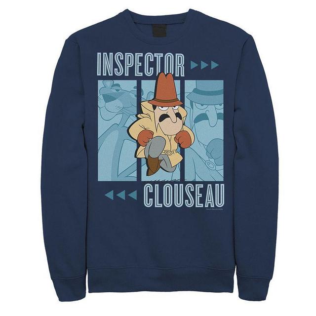 Mens Pink Panther Inspector Clouseau Trio Panels Graphic Fleece Pullover Blue Product Image