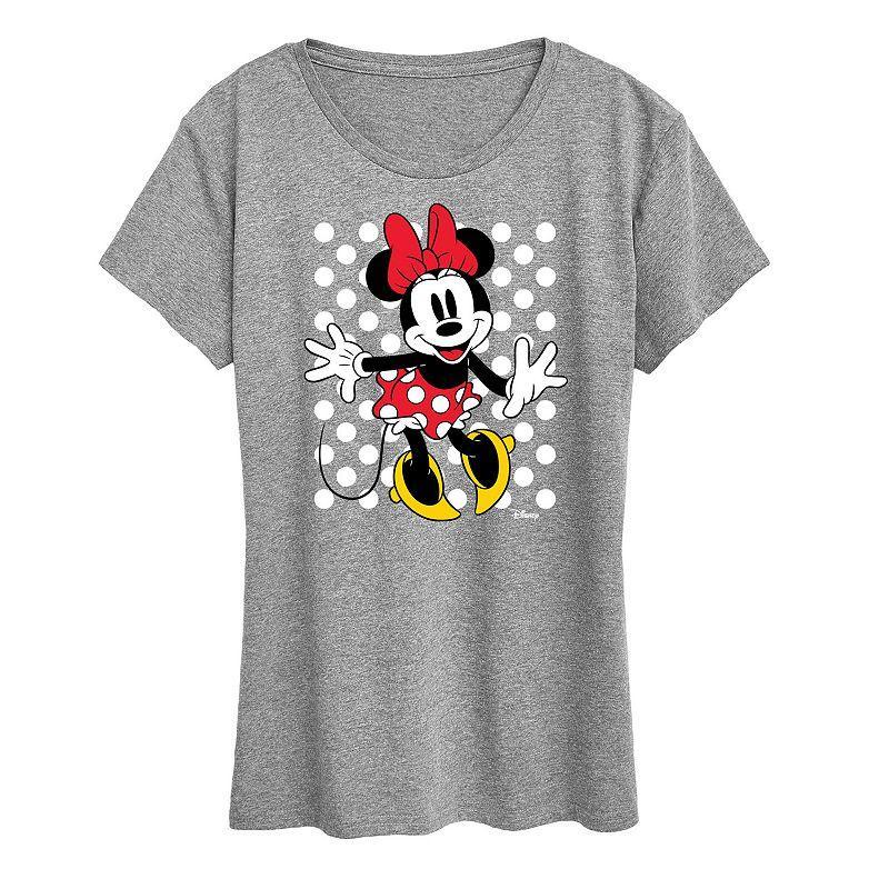 Disneys Minnie Mouse With Dots Graphic Tee, Womens Grey Gray Product Image