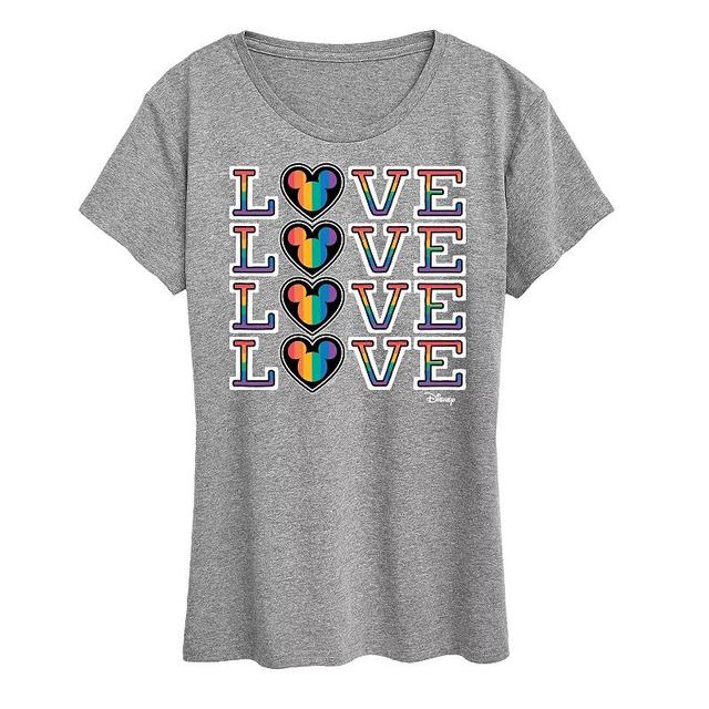 Disneys Mickey Mouse Womens Love Stacked Graphic Tee Product Image