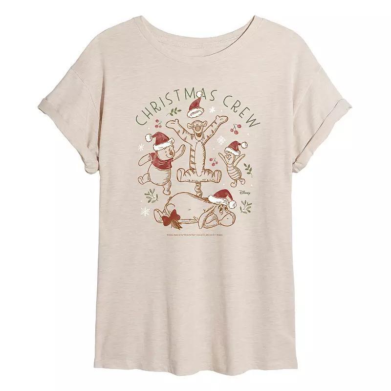 Disneys Winnie The Pooh Womens Christmas Crew Tee, Girls Product Image