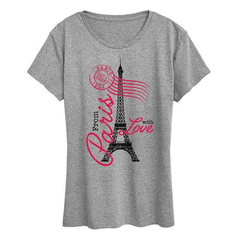 Womens Paris Love Postmark Graphic Tee Med Grey Product Image