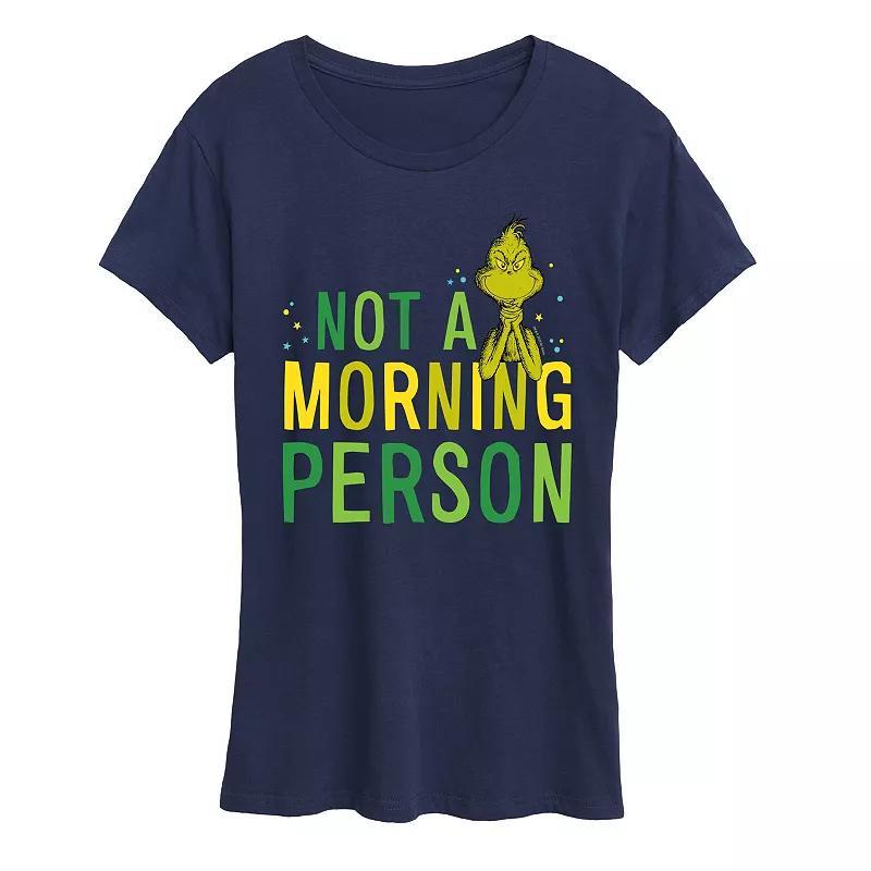 Womens Dr. Seuss The Grinch Not A Morning Person Graphic Tee, Girls Blue Product Image