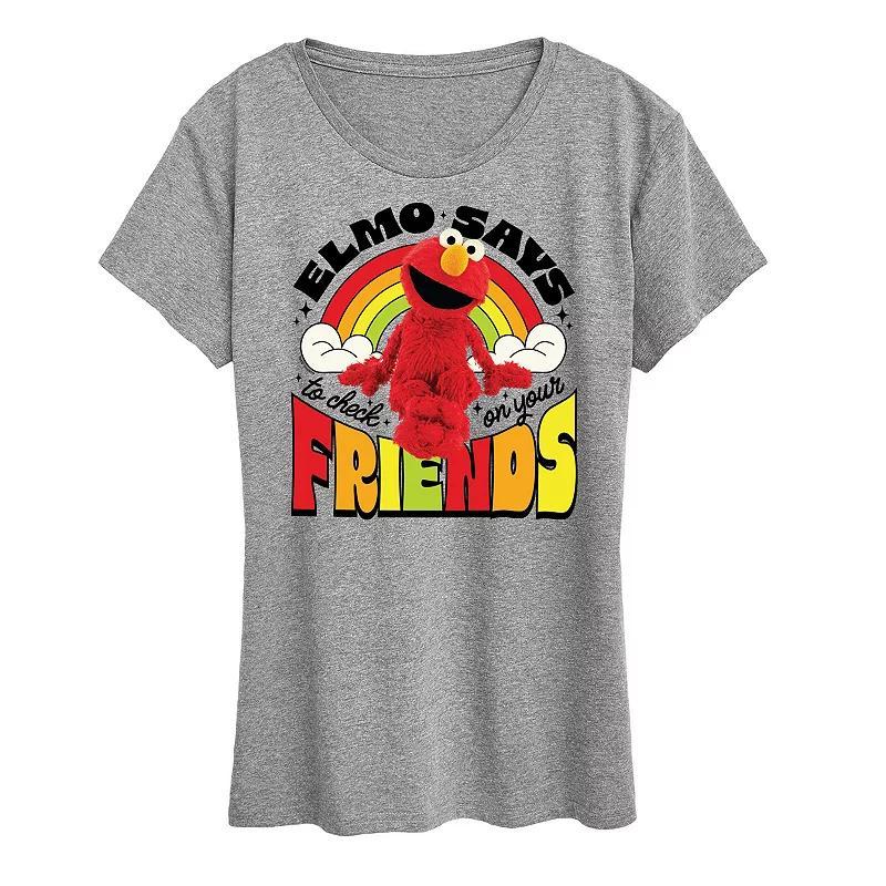 Womens Sesame Street Elmo Check On Friends Graphic Tee Product Image