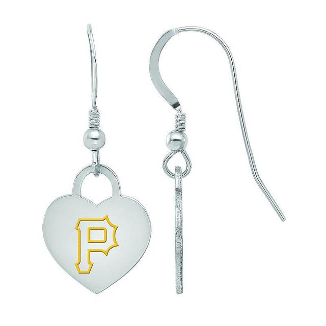 LogoArt Sterling Silver Pittsburgh Pirates Heart Dangle Earrings, Womens Product Image