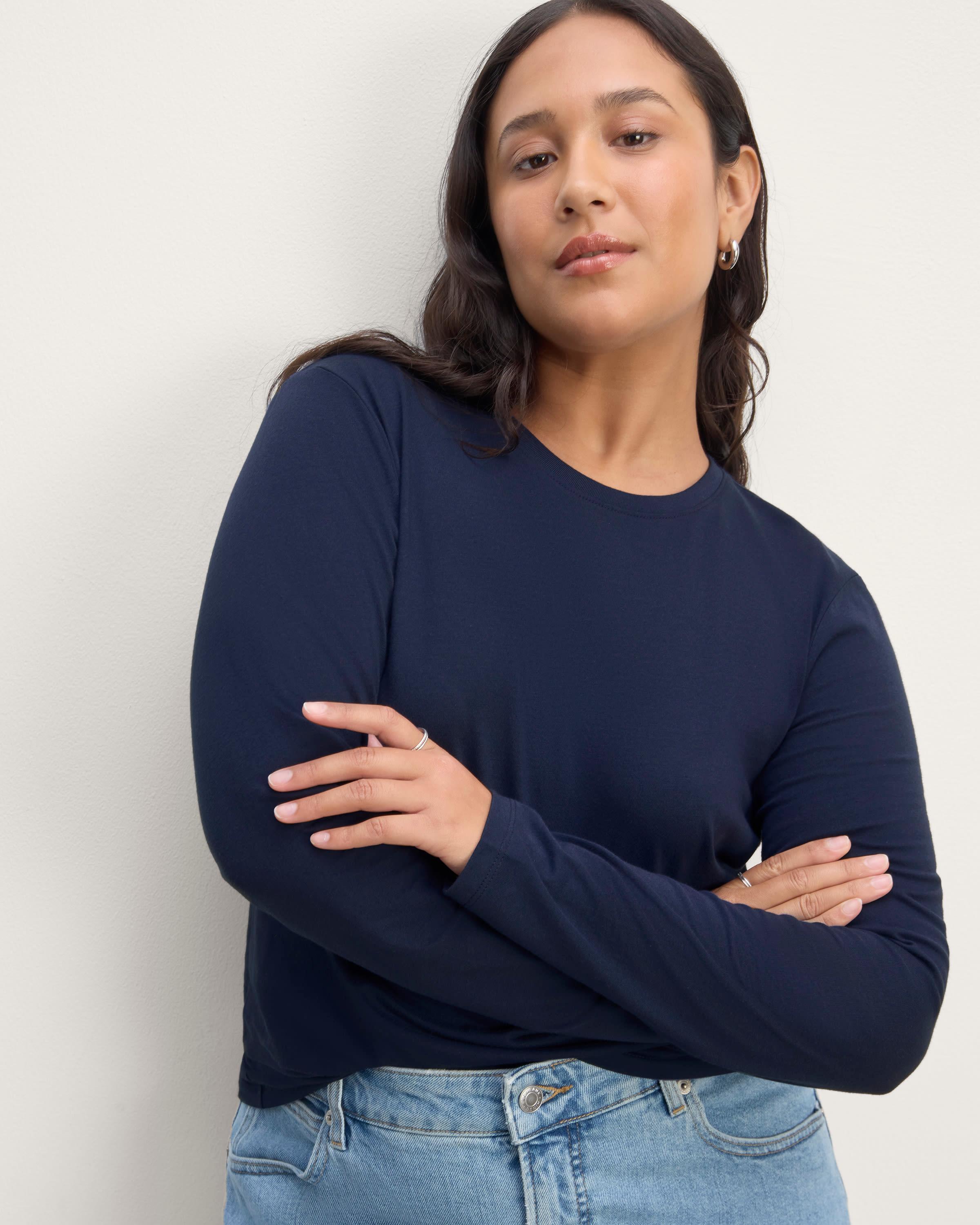 The Slim Long-Sleeve Crew in Essential Cotton Product Image